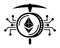 Crypto mining ethereum circuit and pickaxe icon