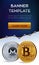 Cryptocurrency banner template. Bitcoin. Monero. 3D isometric Physical bit coins. Golden bitcoin and siver Monero coins.