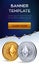 Cryptocurrency banner template. Ethereum. 3D isometric Physical bit coin. Golden and silver Ethereum coins. Stock