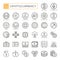 Cryptocurrency, bitcoin, blockchain - minimal thin line web icon set 32pc, simple outline vector icons collection