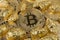 Cryptocurrency bitcoin gold colored coins