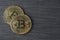 Cryptocurrency bitcoin gold colored coins