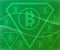 Cryptocurrency Bitcoin Logo on Green Gradient Background