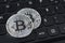 Cryptocurrency bitcoin silver colored coins