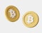 Cryptocurrency Bitcoins from different viewes on white background. 3d render illustration with soft lights.