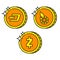 Cryptocurrency black outline gold icons dash, bitshares, zcash