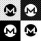 Cryptocurrency coin Monero XMR icon on black, white and transparent background. Physical bit coin. Digital currency