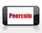 Cryptocurrency concept: Smartphone with Peercoin on display