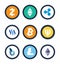 Cryptocurrency Different Coins Vector Illustration