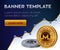 Cryptocurrency editable banner template. Nem. 3D isometric Physical bit coin. Golden and silver Monero coins. Stock