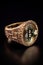Cryptocurrency Elegance Ring with Dicoin on Black