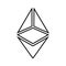 Cryptocurrency, ethereum outline icon. Line art vector