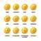 Cryptocurrency gold coins with bitcoin, litecoin ethereum symbols vector set
