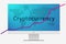 Cryptocurrency graph and world map on pc screen. Editable eps10