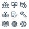 Cryptocurrency line icons. linear set. quality vector line set such as bitcoin, pie chart, bitcoin, key, calculator, blockchain,