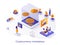 Cryptocurrency marketplace isometric web concept.