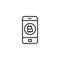 Cryptocurrency mobile payment line icon