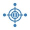 Cryptocurrency network icon / blue color