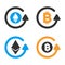 Cryptocurrency Refund Vector Icon Set