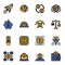 Cryptocurrency symbols colored thin line icon set 1.