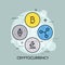 Cryptocurrency thin line concept vector