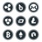 Cryptocurrency or virtual currencies icon set isolated