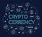 Cryptocurrency Word Concept with cryptocurrency sign and finance sign link connection abstract thin line style Vector Illustration