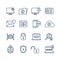 Cryptography, internet security and biometric protection outline vector icons