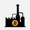 Cryptomining - industrial factory, plant and power house for mining and production of crypto currency and Bitcoin.