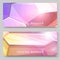 Crystal background set of banners vector illustration. 3d abstract shape with shiny and glossy jewellery stone for