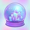 Crystal Ball with with crystals gems inside. Creepy cute vector