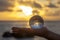 Crystal ball photography - sunset beach