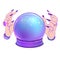 Crystal Ball with purple female alien hands over gradient mesh b