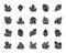 Crystal black silhouette icons vector set