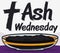 Crystal Bowl with Ashes for Ash Wednesday Celebration, Vector Illustration