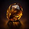 Crystal Citrine gem isolated on black background.