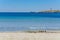 Crystal clear blue Mediterranean sea water on St.Croix Martigues beach and kids beach toys, Provence, France
