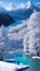 Crystal Clear Lake Surrounded by Towering Snowy Peaks