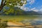 Crystal clear lake water of Achensee lake in Turquoise water, Ac