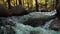 Crystal Clear Water Flowing And Splashing On The Rocky River In The Forest - close up slowmo