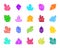 Crystal color silhouette icons vector set
