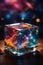 crystal cube containing stars and nebulae of the cosmos