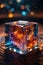 crystal cube containing stars and nebulae of the cosmos