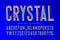 Crystal display font with facets, alphabet, letters and numbers.