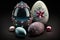 Crystal Eggs, Gemstone shapes. Transparent fantastic gemstone, treasure ornament. AI generative