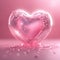 Crystal Fluid Heart Symbol, Valentine Template, White and Pink Lighting, Generative AI Artwork