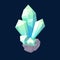 Crystal gem, blue magic gemstone isolated icon