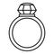 Crystal gemstone ring icon, outline style