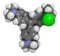 Crystal (gentian) violet molecule. Dye used in Gram staining of bacteria. Atoms are represented as spheres with conventional color