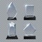 Crystal glass blank trophy awards vector templates collection